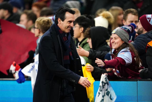 Aston Villa manager Unai Emery walks off after the UEFA Europa Conference League Group E match at Villa Park, Birmingham. Picture date: Thursday November 9, 2023.