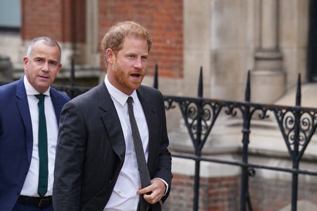 The Duke of Sussex arrives at the Royal Courts Of Justice (James Manning/PA)