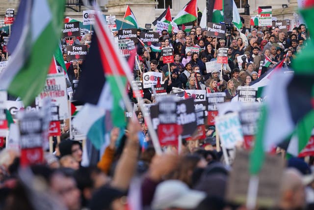 Saturday’s pro-Palestinian march in London is anticipated to be larger than previous protests (Victoria Jones/PA)