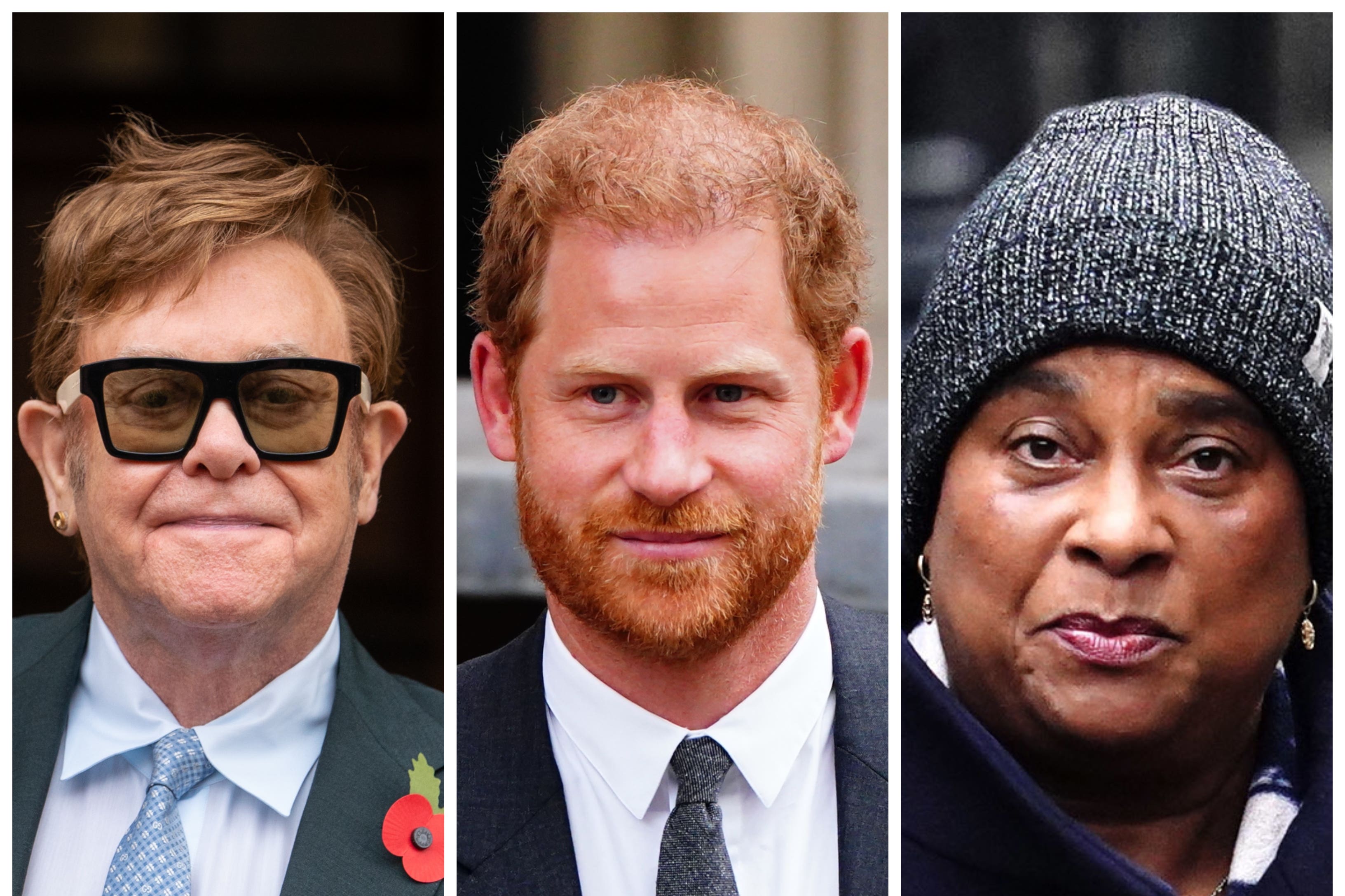 Sir Elton John, the Duke of Sussex and Baroness Doreen Lawrence have brought claims (PA)