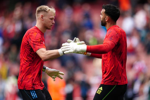 Arsenal goalkeepers Aaron Ramsdale (left) and David Raya have been battling for the gloves. (Nick Potts/PA)