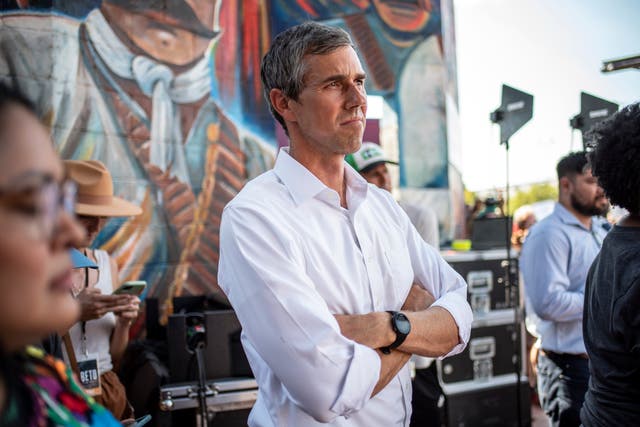 <p>Beto O'Rourke waits to speak at an event at Pan American Neighborhood Park on June 26, 2022 in Austin, Texas.</p>