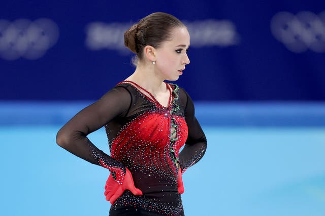 <p>Kamila Valieva during the free skating event at the Beijing 2022 Winter Olympics </p>