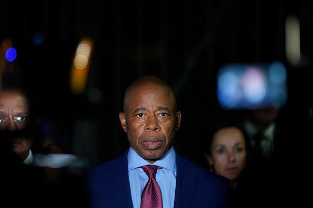 <p>New York City Mayor Eric Adams talks to the press in front of the Basilica of Our Lady of Guadalupe, Wednesday, Oct. 4, 2023, in Mexico City</p>