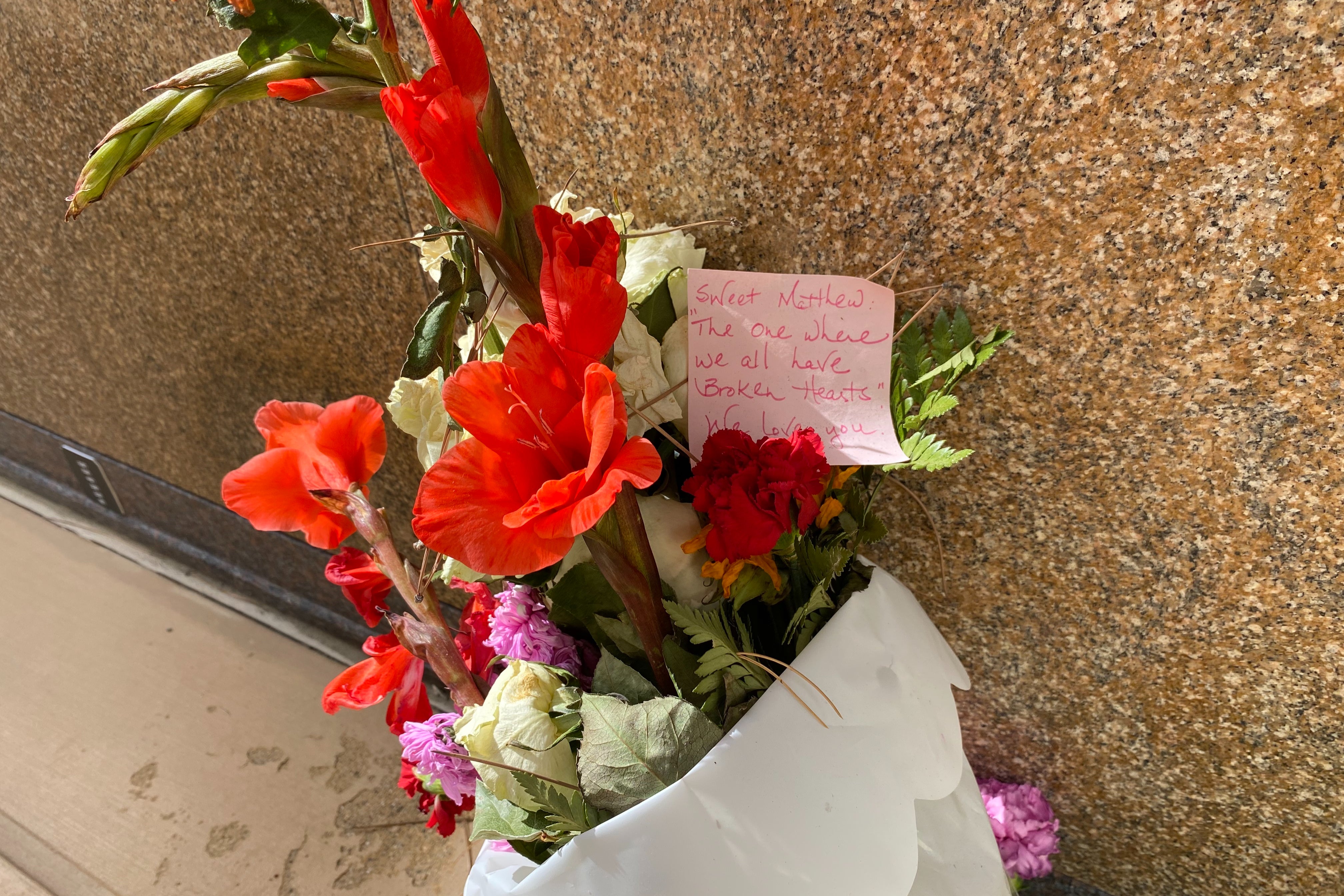 A note left for Perry at his grave