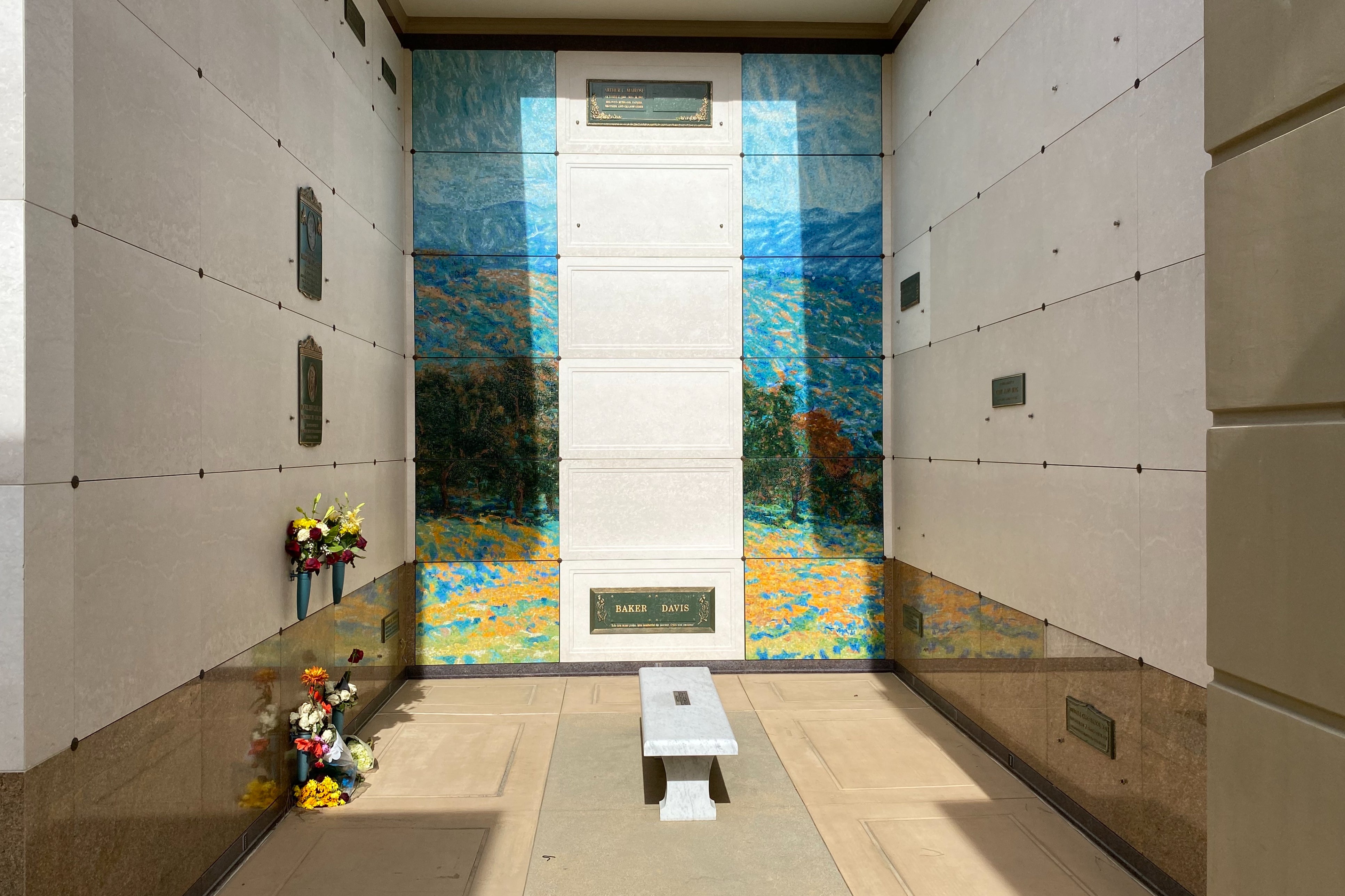 Perry’s grave (left) in the Sanctuary of Treasured Love