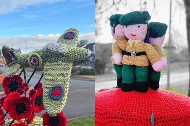 Crafters across the country have made poignant postbox topper tributes to mark Remembrance Day (Caroline Lord/Yarn Bomb Hemel Hempstead/PA)
