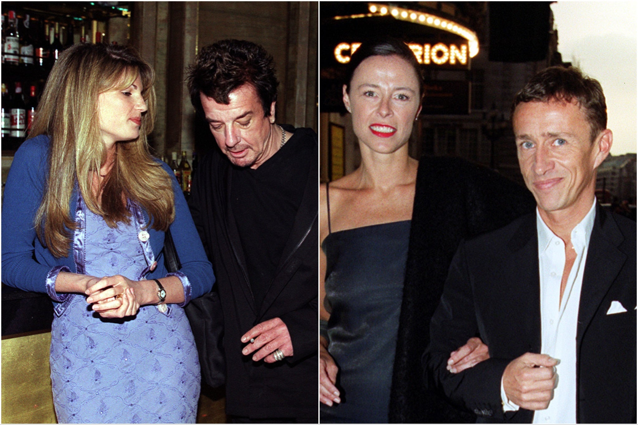 Jemima Khan (left) and fashion designer Jasper Conran (right) attend one of Graydon Carter’s legendary parties in 1999