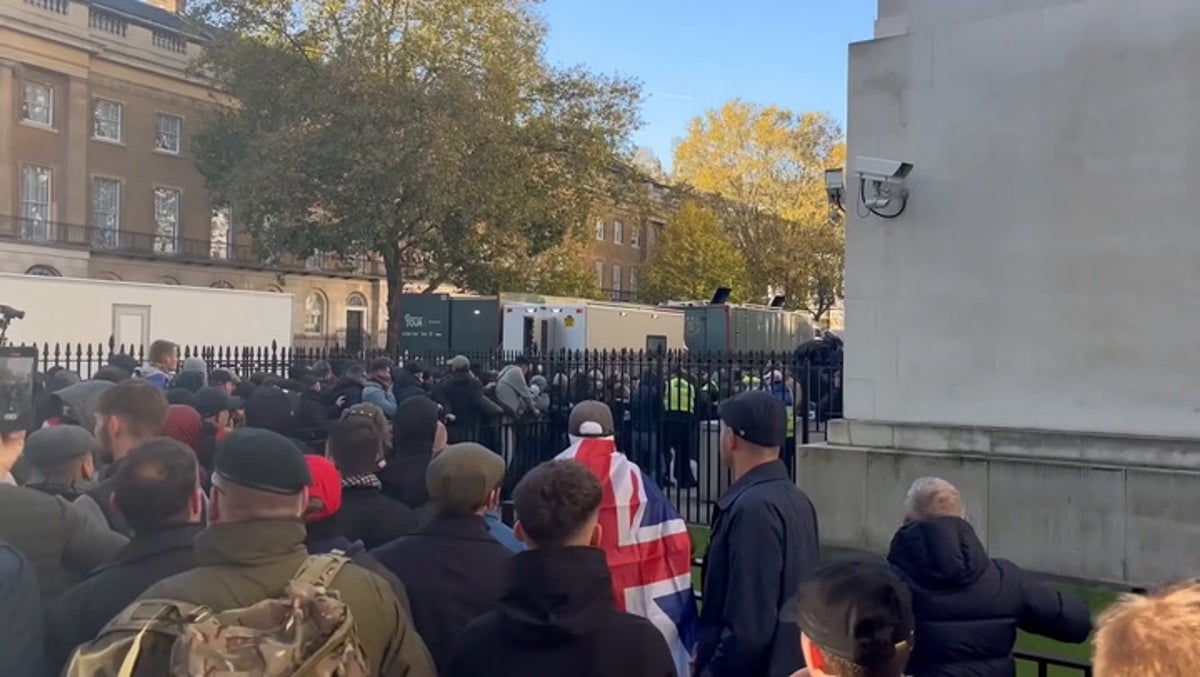 Watch: Clashes break out between police and far-right protesters close to Cenotaph