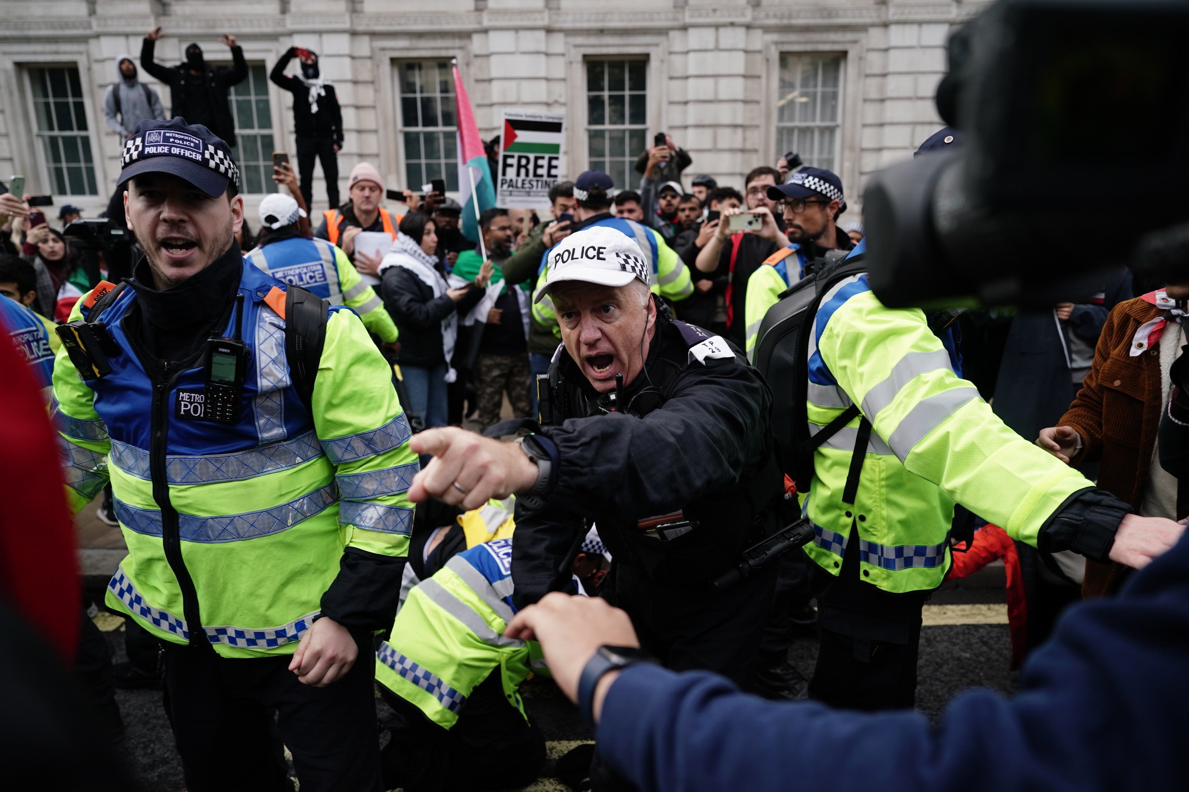 Police said a number of counter-protest groups seemed ‘intent on seeking confrontation with the main Palestinian march’