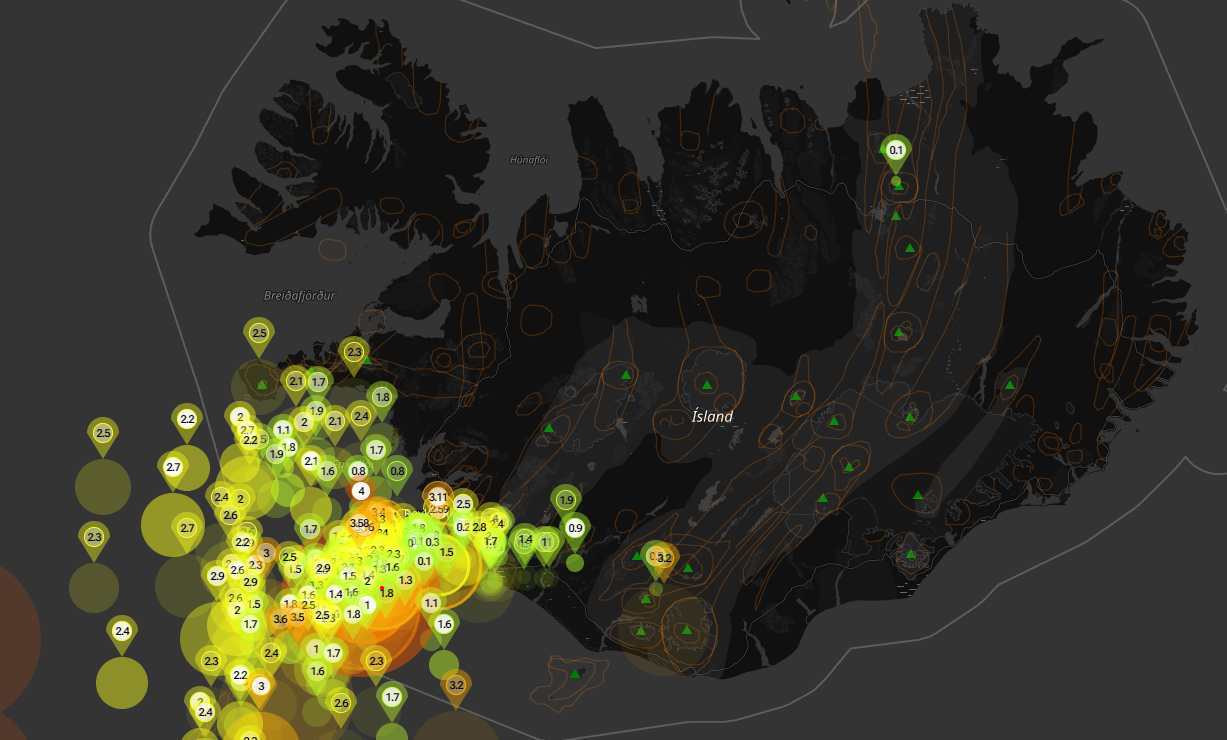 The quakes surround the southwest of the country