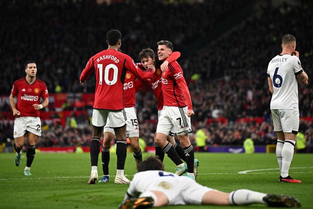 <p>Victor Lindelof and his teammates celebrate after the Swedish defender comes up with the game’s only goal just before the hour mark </p>