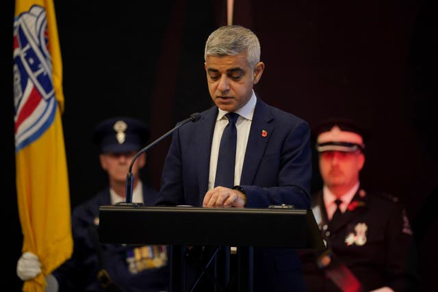 Mayor of London Sadiq Khan speaks during the City Hall Remembrance Day Service (PA)