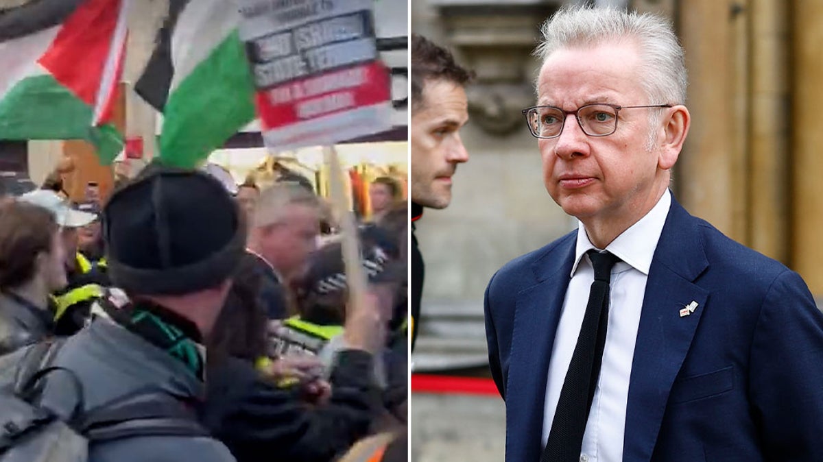 ‘Shame on you!’: Pro-Palestine protesters surround Michael Gove in Victoria Station