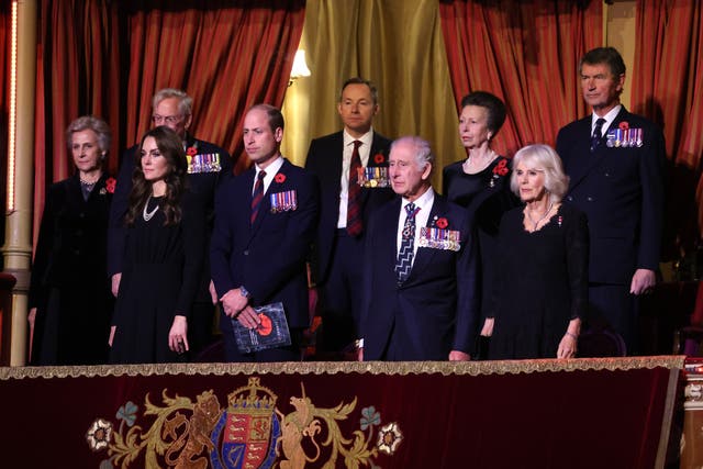 <p>Charles III, Queen Camilla, and other members of the royal family attend the Royal British Legion Festival of Remembrance at the Royal Albert Hall in London ahead of Remembrance Sunday </p>