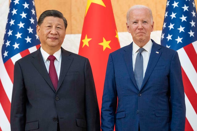 <p>Joe Biden with Xi Jinping before a meeting on the sidelines of the G20 summit last year in Bali  </p>
