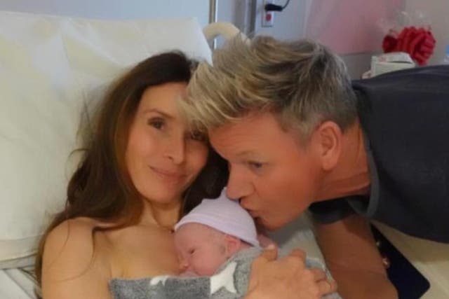 <p>Tana and Gordon Ramsay with their newborn son  </p>