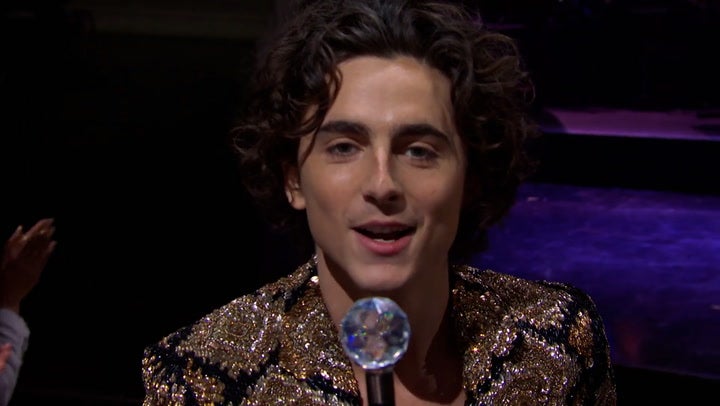Timothee Chalamet addressed the end of the writer’s strike in a musical opening monologue