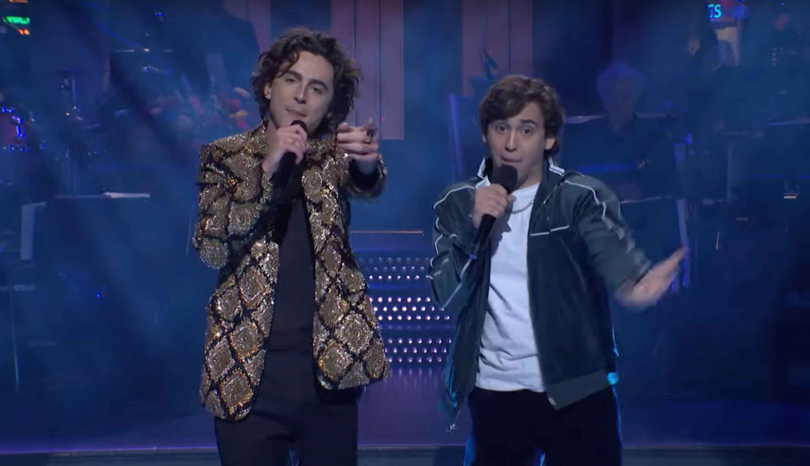 Chalamet (left) and Hernández performed together