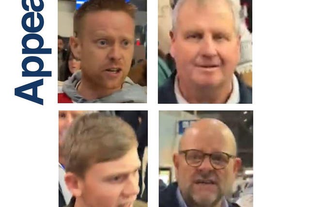British Transport Police want to speak to these people after a racially aggravated altercation at Waterloo Station on Saturday (British Transport Police/PA)