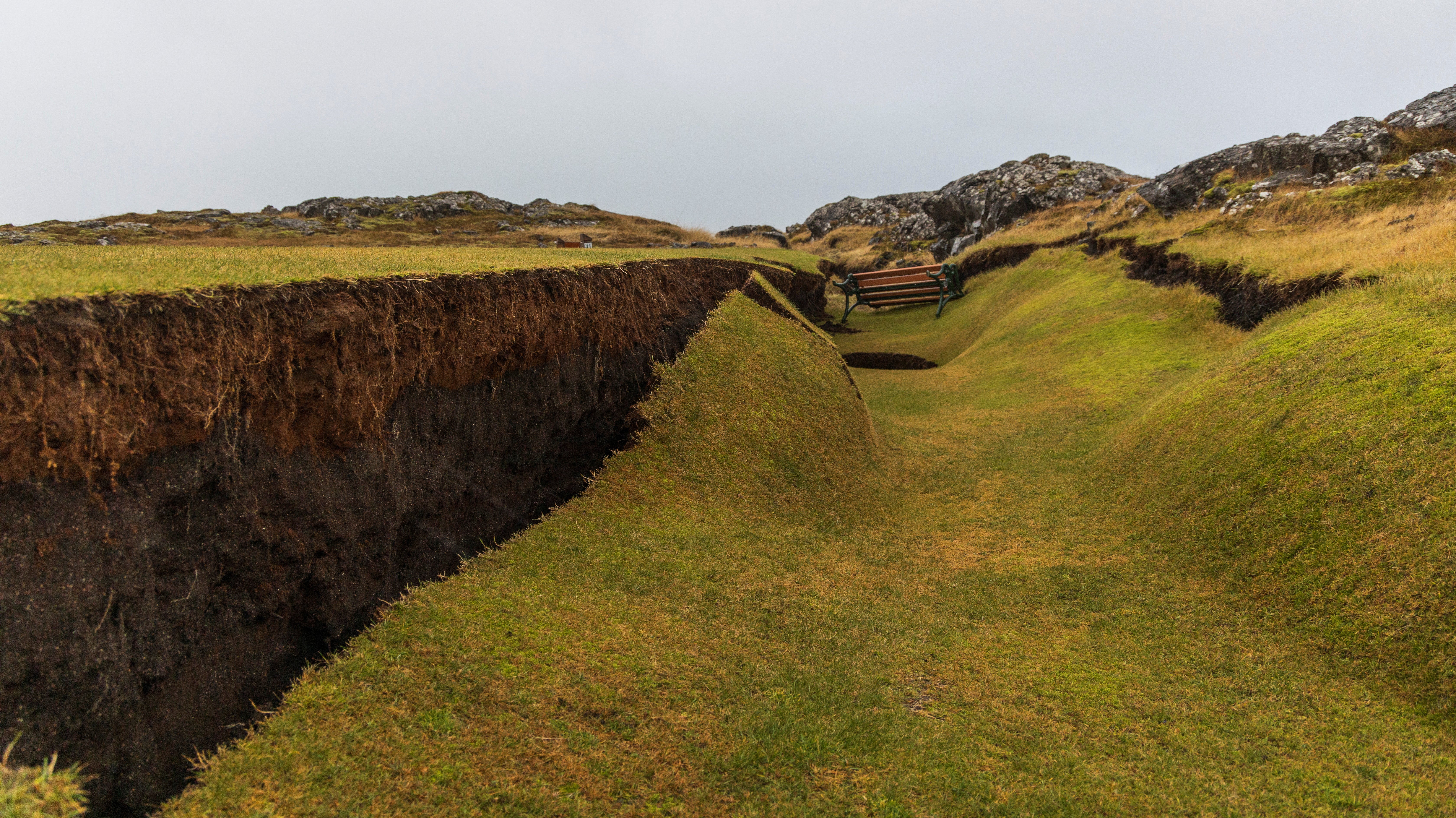 <p>A general view of damage due to volcanic activity at a golf course, in Grindavik, Iceland</p>