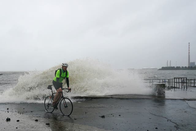 Stormy weather along Clontarf promenade in Dublin (Brian Lawless/PA)