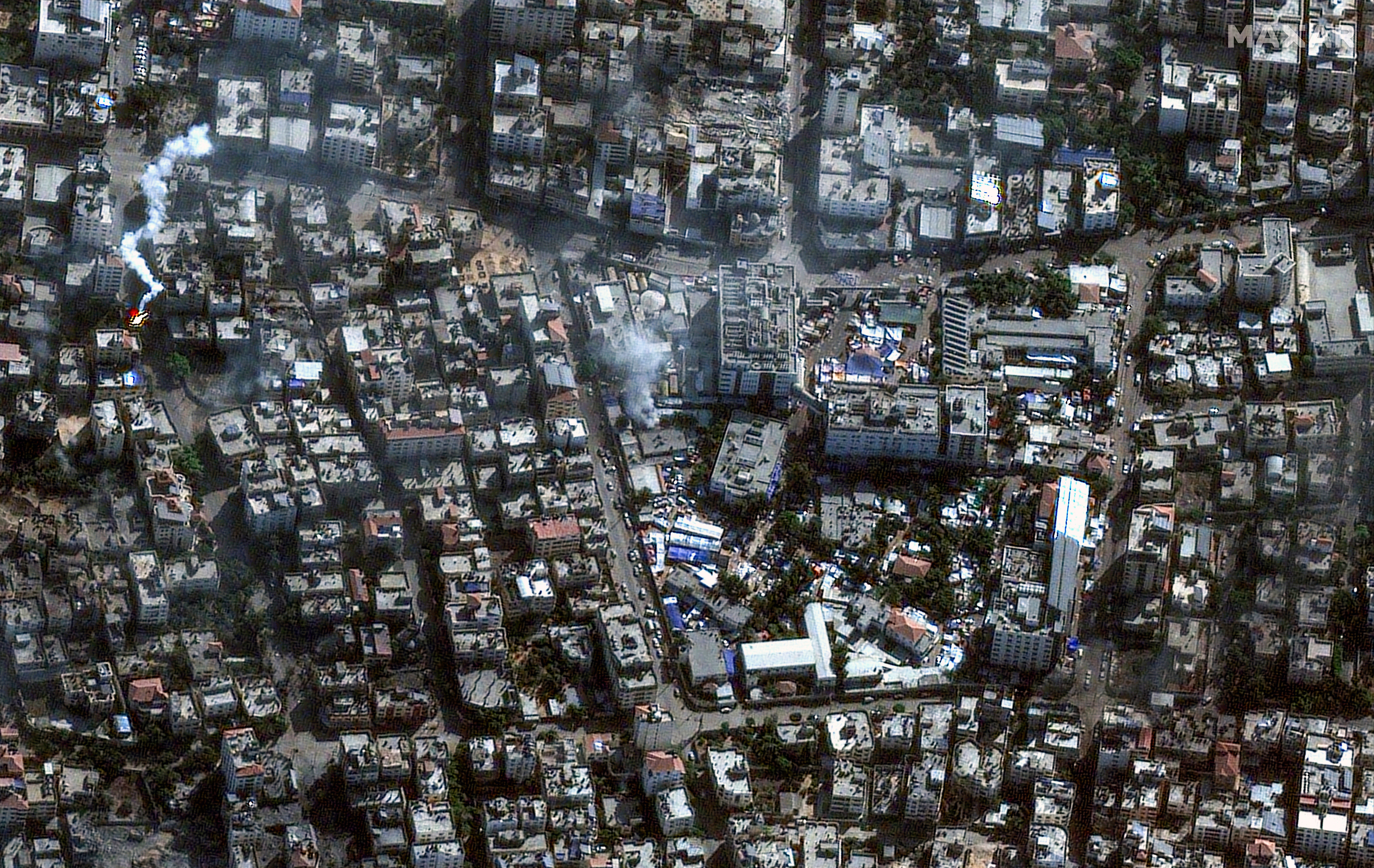 Satellite imagery showed al-Shifa Hospital and its surroundings in Gaza City