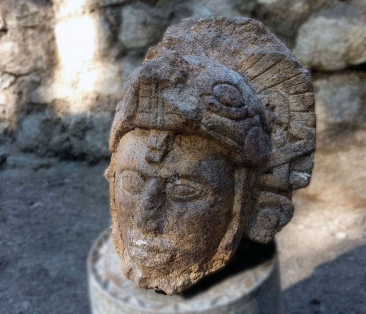 Archaeologists find strange Maya warrior statue with helmet shaped like snake
