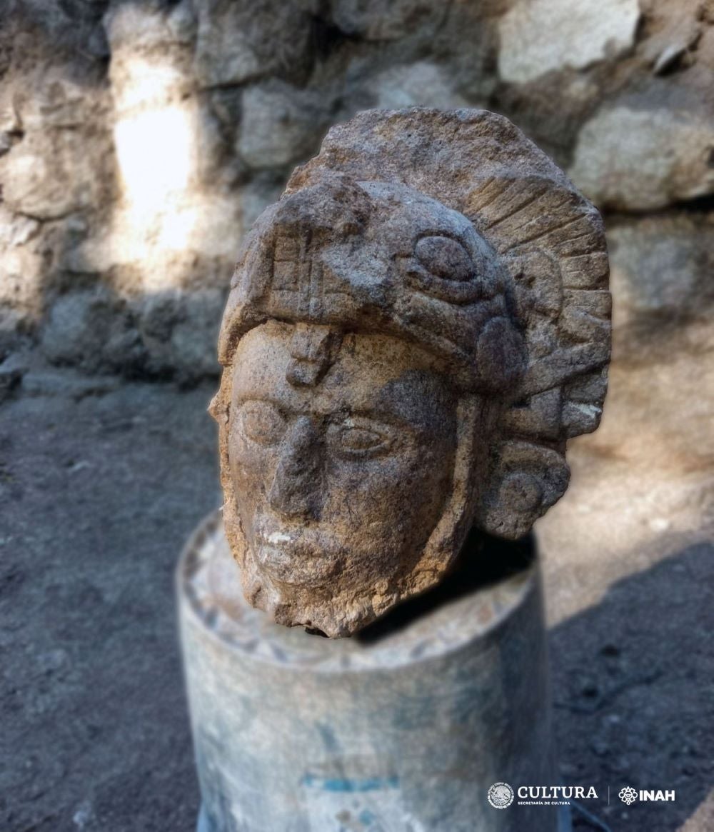 Anthropomorphic sculpture discovered during excavations in Yucatan