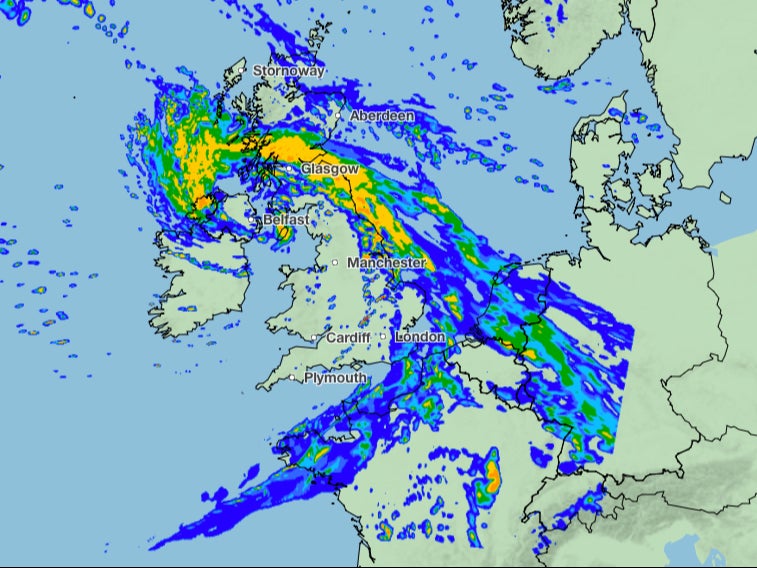 Large swathes of the UK will be affected by the storm