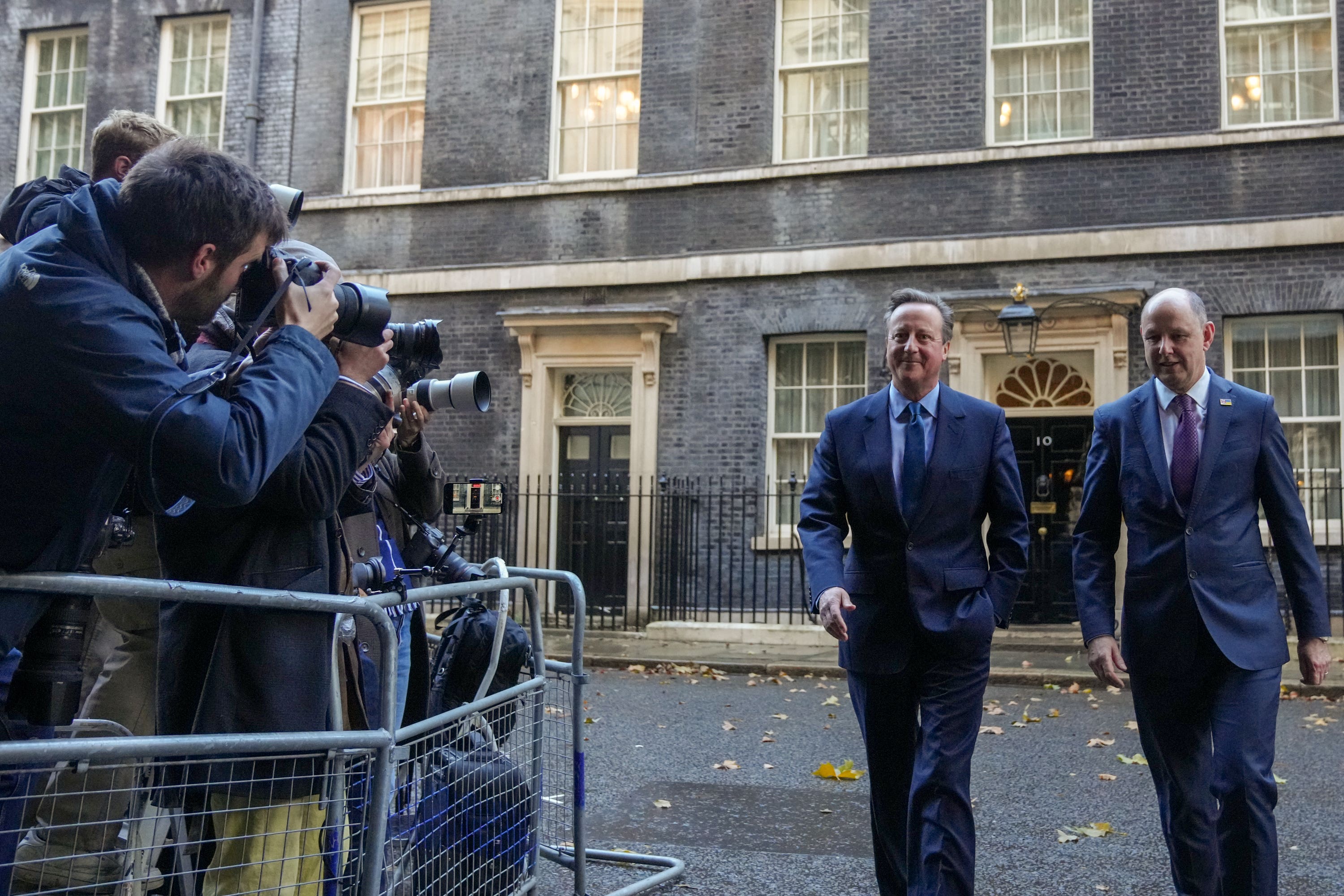 David Cameron back in Downing Street on Monday after being appointed Foreign Secretary