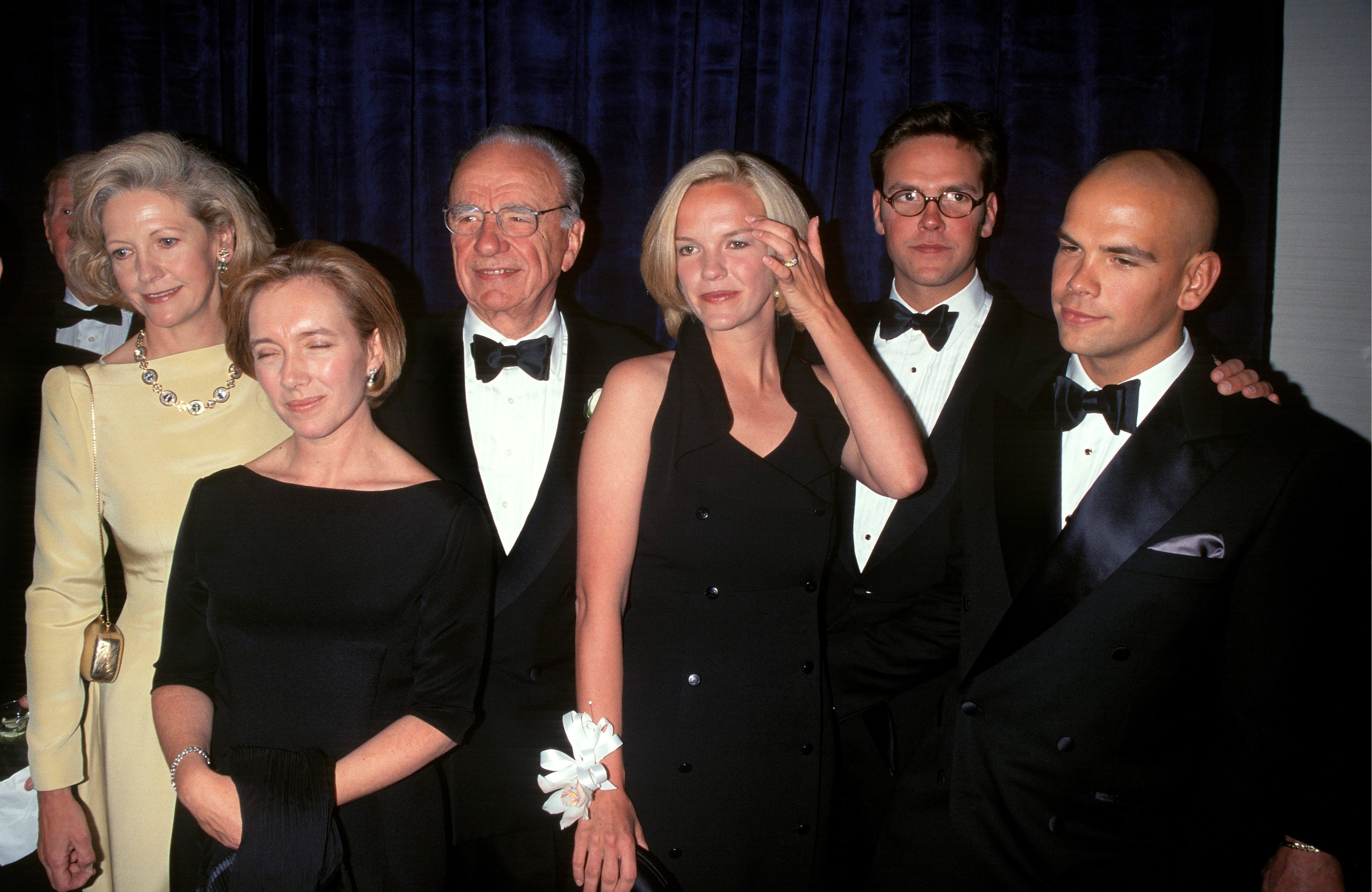 From left to right: Anna Maria Torv (Rupert’s wife from 1967-99), Prudence, Rupert, Elisabeth, James and Lachlan Murdoch in New York in 1997