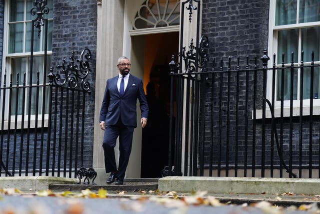 James Cleverly’s appointment as Home Secretary means the four top positions in the Government are being held by men for the first time since 2010 (James Manning/PA)