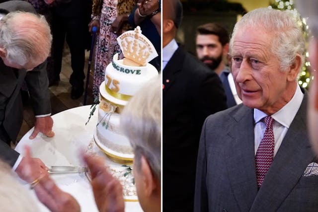 <p>King Charles cuts cake to mark 75th birthday.</p>