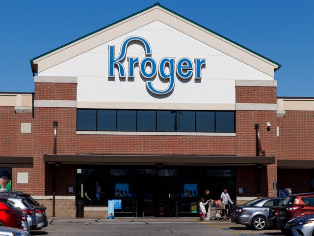 <p>A Kroger location in Cincinnati, Ohio. Kroger and Albertsons have agreed to sell nearly 600 stores to appease regulators ahead of a proposed merger </p>