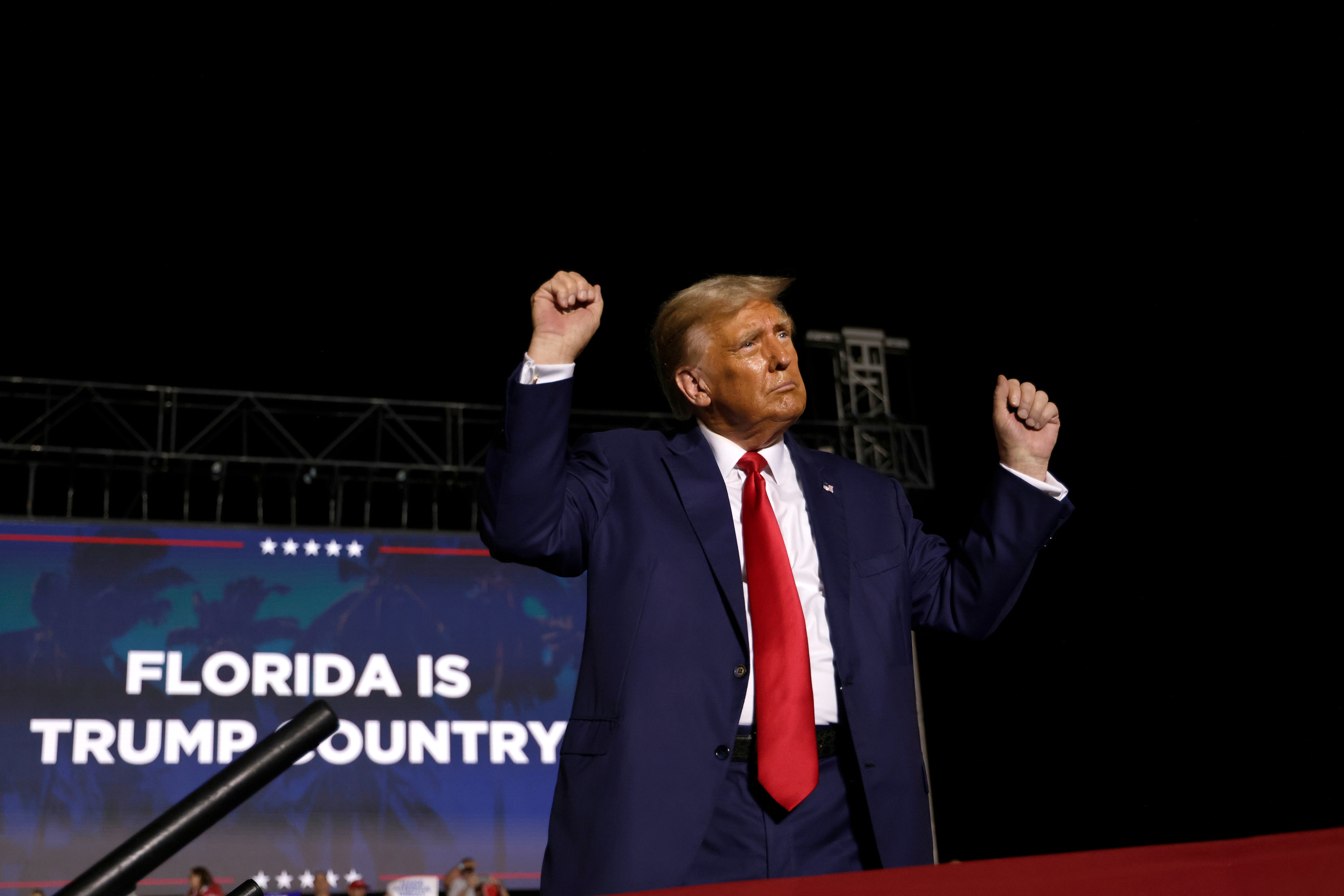 Donald Trump holds a campaign rally in Florida on 8 November