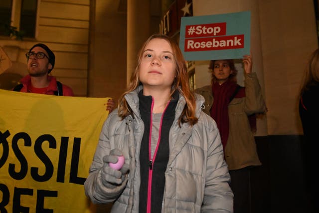 Greta Thunberg with activists (Fossil Free London)