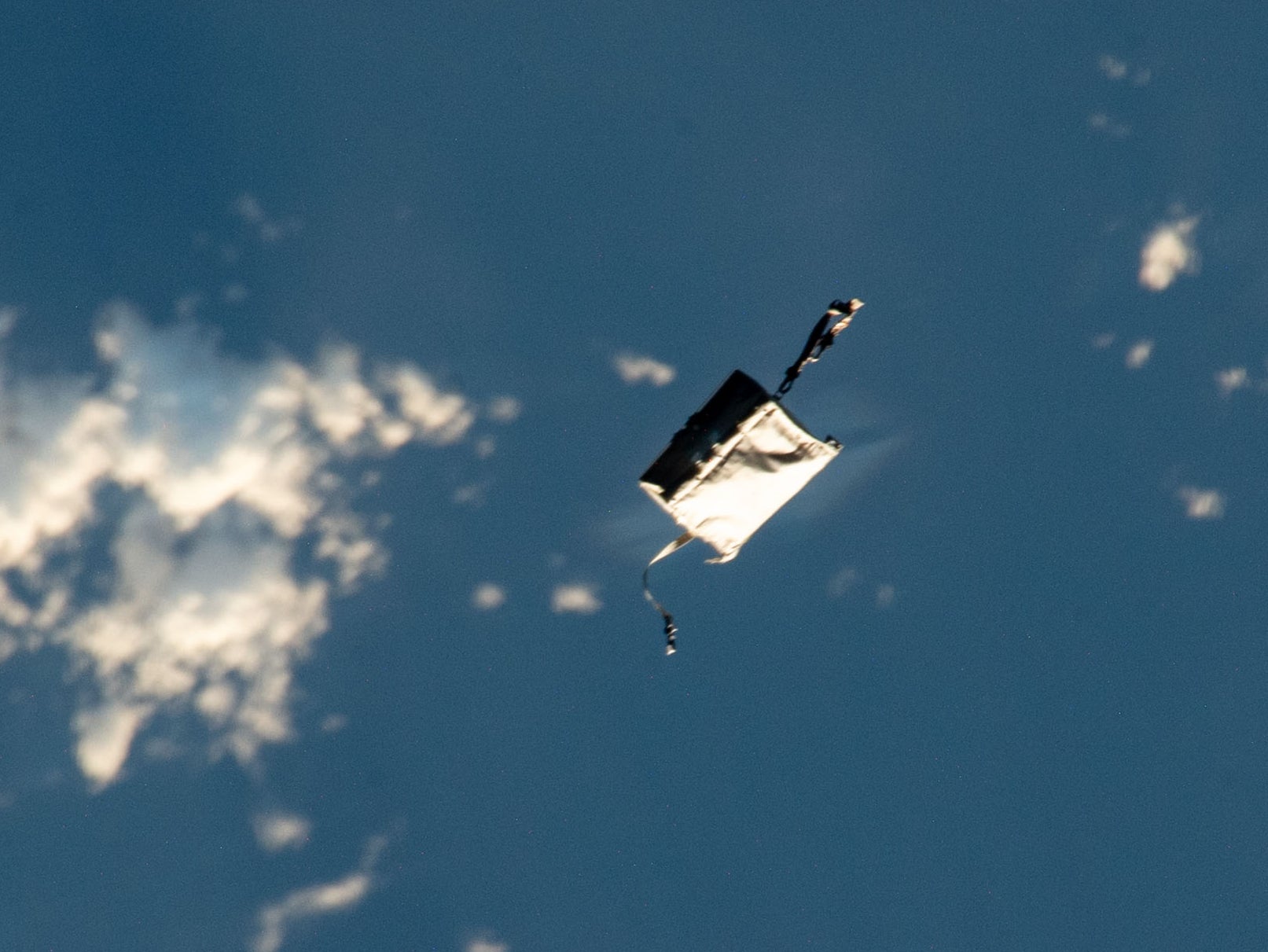 <p>A lost tool bag drifts through space after wandering off during a spacewalk on 1 November, 2023</p>