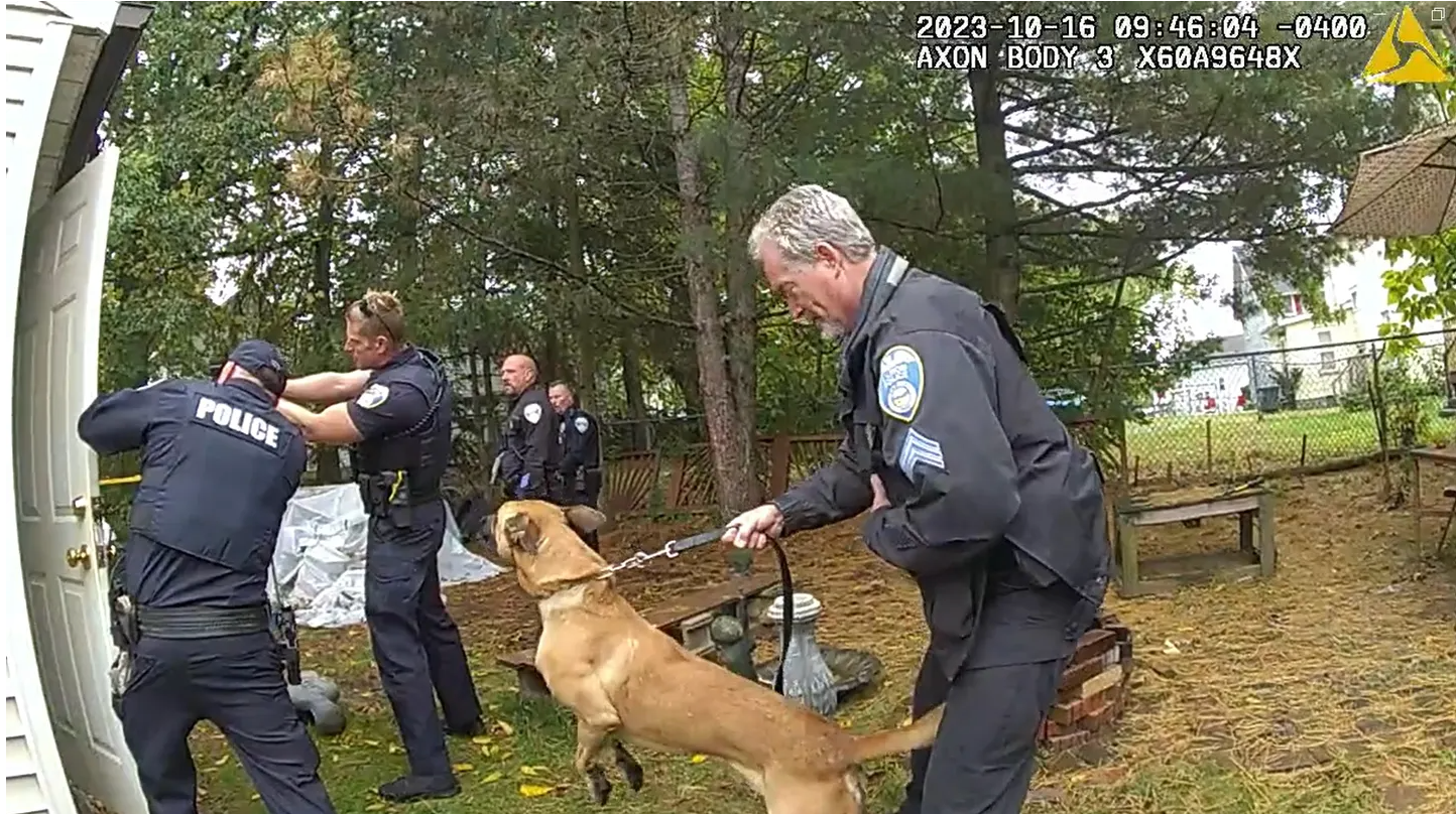 Police and a K-9 unit at a property in Kenmore, Ohio