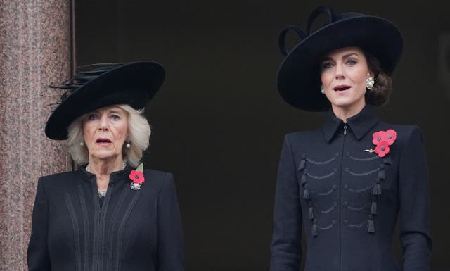 <p>The Queen and Princess standing side by side during Remembrance Sunday  </p>