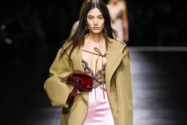 <p>Model on the runway at the Gucci Spring 2024 Ready To Wear Fashion Show on September 22, 2023 in Milan, Italy.</p>