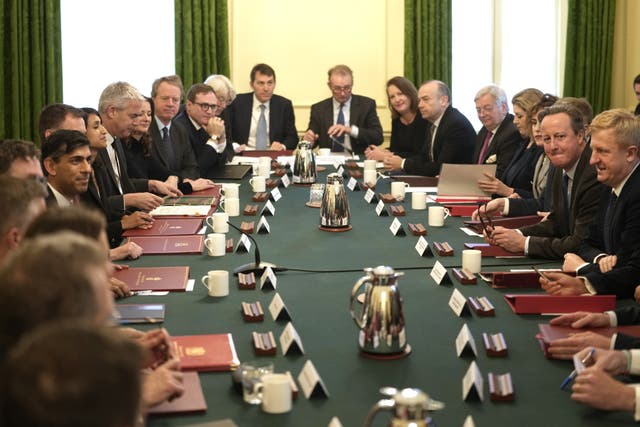 <p>A meeting of the new-look cabinet following Sunak’s reshuffle </p>
