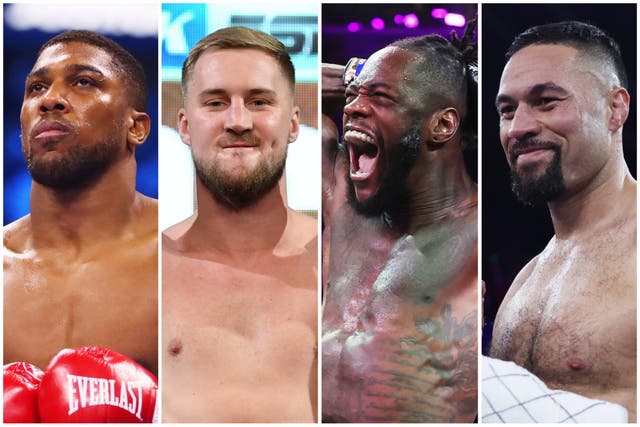 <p>Left to right: Anthony Joshua, Otto Wallin, Deontay Wilder and Joseph Parker</p>