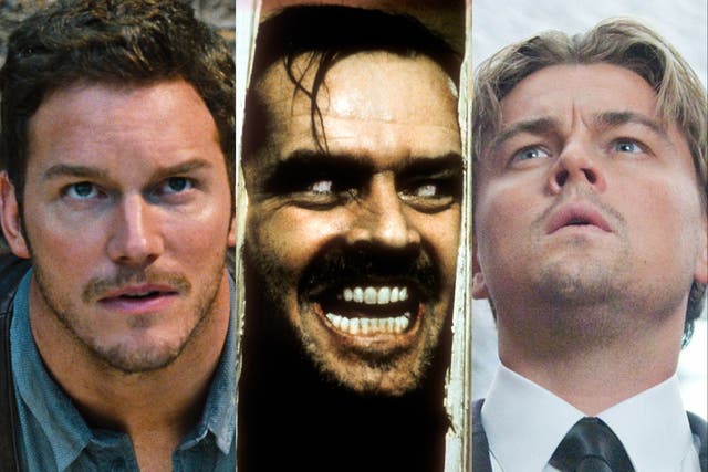 <p>Chris Pratt in ‘Jurassic World’, Jack Nicholson in ‘The Shining’ and Leonardo DiCaprio in ‘Inception'</p>