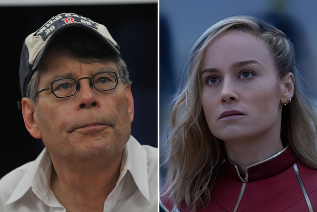 <p>Stephen King and Brie Larson in ‘The Marvels’</p>