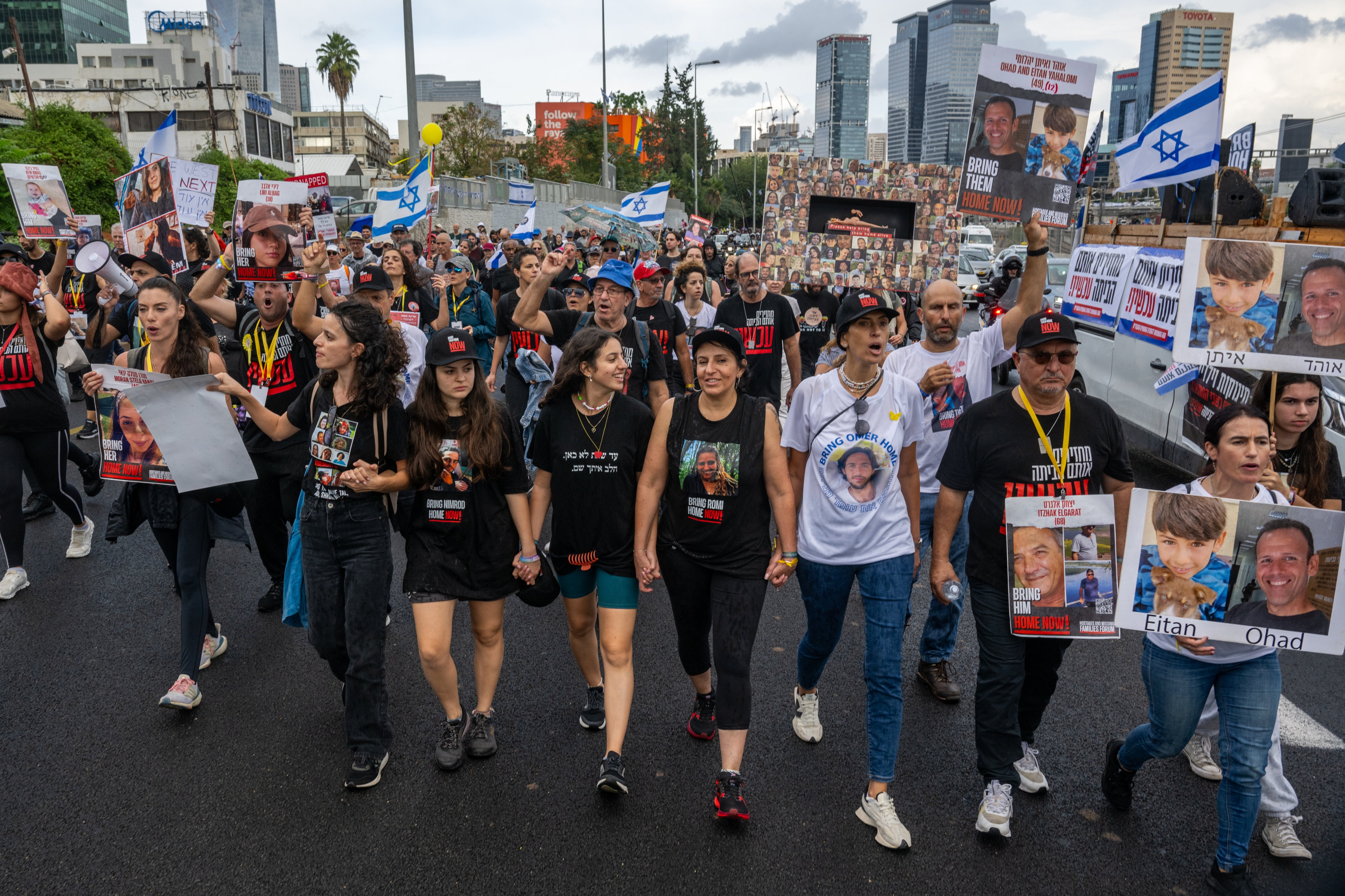 Families of Israeli hostages and their supporters march from Tel Aviv to Jerusalem