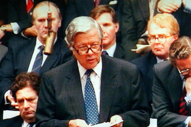 <p> Sir Geoffrey Howe’s resignation speech to the House of Commons in November, 1990</p>