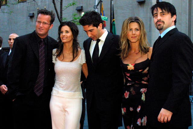 Matthew Perry, from left, Courteney Cox, David Schwimmer, Jennifer Aniston and Matt LeBlanc (Tina Fineberg/AP/PA)