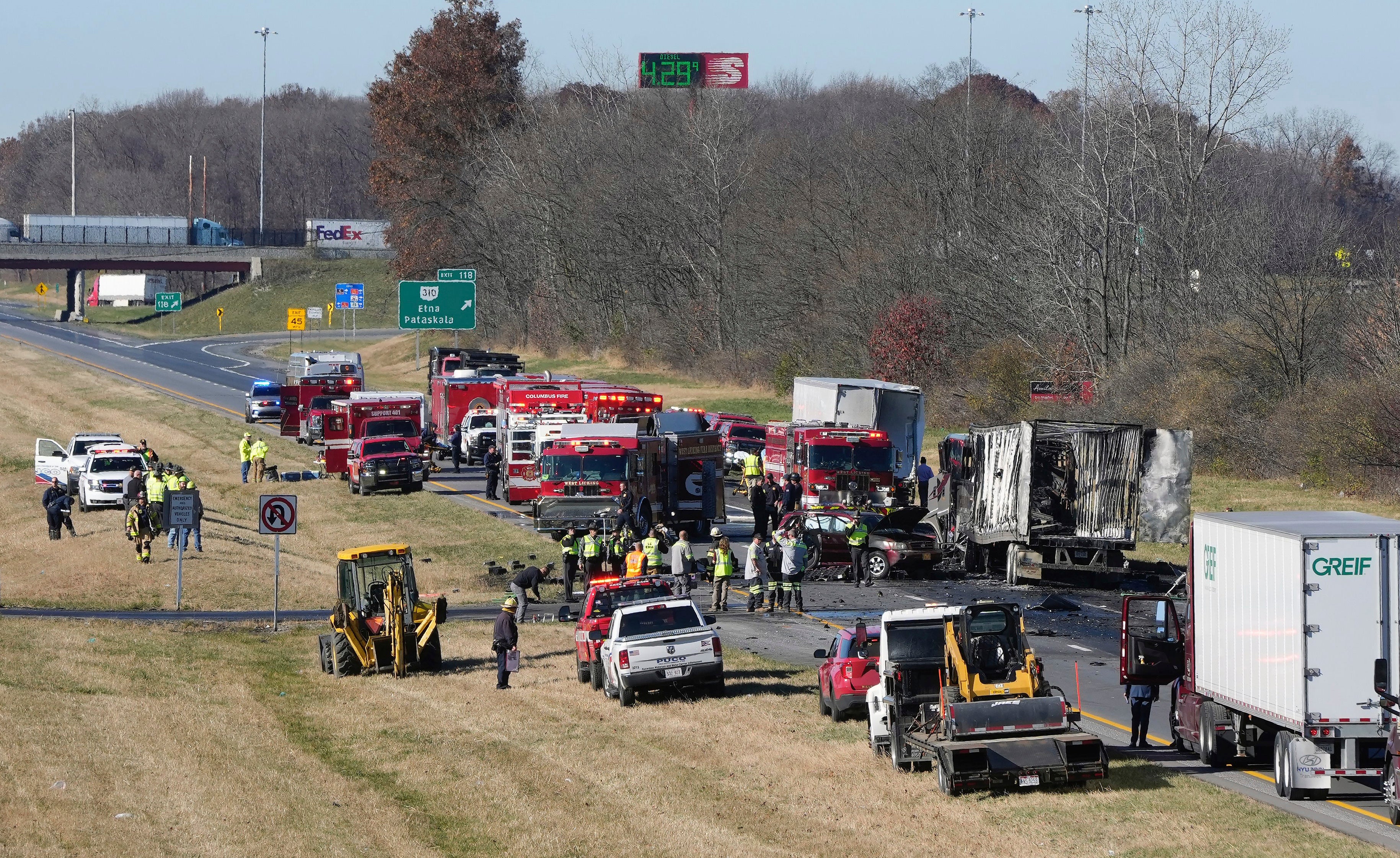 <p>Both directions of Interstate 70 are closed in Licking County, Ohio,  near the State Route 310 interchange after a fatal accident on Tuesday, Nov. 14, 2023. </p>