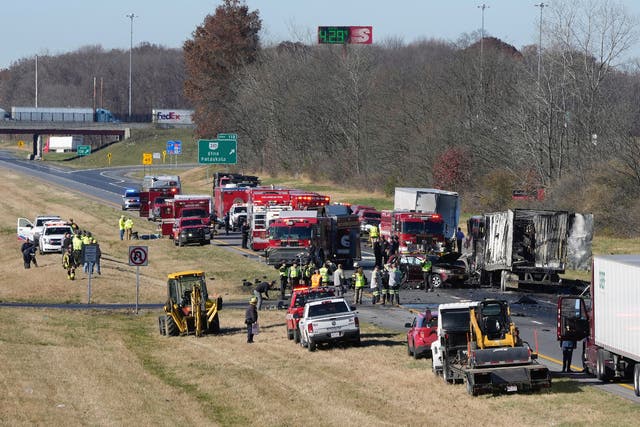 <p>Both directions of Interstate 70 are closed in Licking County, Ohio,  near the State Route 310 interchange after a fatal accident on Tuesday, Nov. 14, 2023. </p>